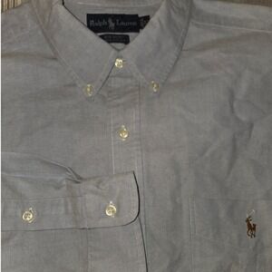 Ralph Lauren Big Shirt Lt Blue Long Sleeve Button Down Oxford Flesh Pony Sz XL